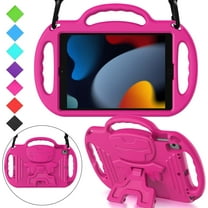 BMOUO Kids Case for New iPad 10.2 9th/8th/7th Generation 2021/2020/2019, iPad 10.2 Case for Kids,Shockproof Shoulder Strap Handle Stand Case for New iPad 10.2-Inch 2021/2020/2019 Latest Model - Rose