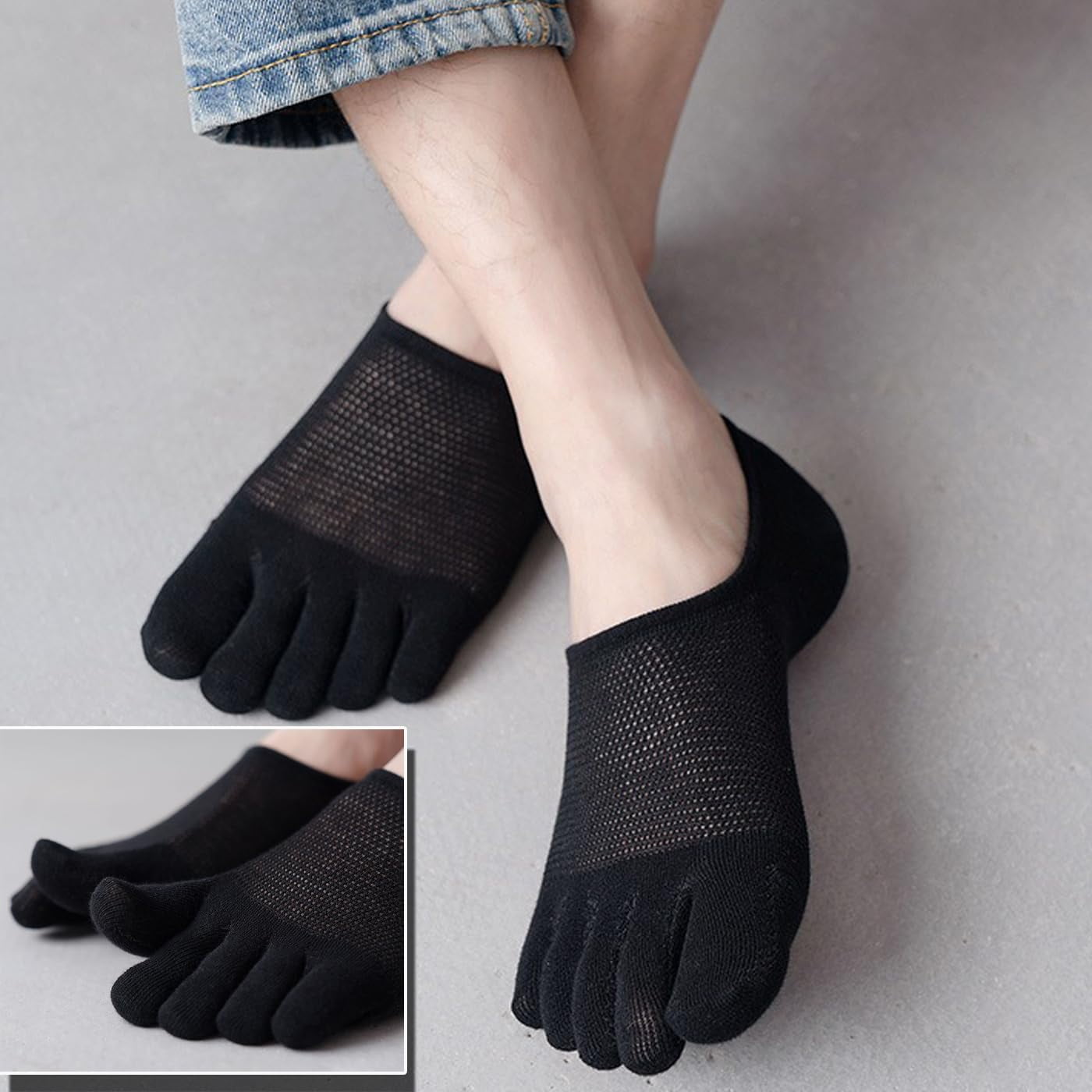 Mens Ankle Toe Socks Five Finger Cotton Cushioned Running Crew Hiking Sock Size 6-9.5
