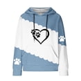 thumbnail image 4 of Hooded Sweatshirt for Womens Cute Dog Paw Heart Print Hoodies with Front Pocket Sweatshirts Color Matching Waffle Knitted Sweatshirts Loose Casual Long Sleeve Tops Hooded Outwear, 4 of 4