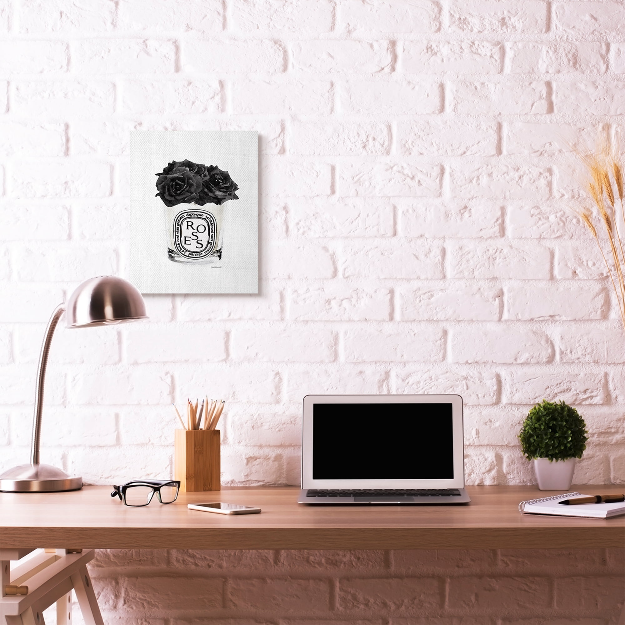 Stupell Industries Fashion Designer Rose Flower Glass Black Watercolor Canvas Wall Art by Amanda Greenwood
