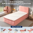 thumbnail image 3 of Vcatnet 16.7 inch Twin Mattress with Headboard, Bedroom Furniture Corduroy Cloud Bed, No Assembly Required, Pink, 3 of 10
