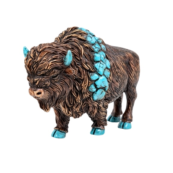 Wild Heritage Buffalo Whisper Resin Buffalo Figurine – Western Rustic Bison Decor, Native-Inspired Southwestern Statue, Wildlife Collectible Shelf & Desk Accent, Unique Gift for Nature Lovers