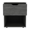 thumbnail image 4 of Nightstand End Table with Open Shelf, 19.7"H Gray - Compact Bedroom Living Room Side Table with Drawer & 4 Legs, Laminated Particle Board Light Gray + Particle Board + Pine, 4 of 7