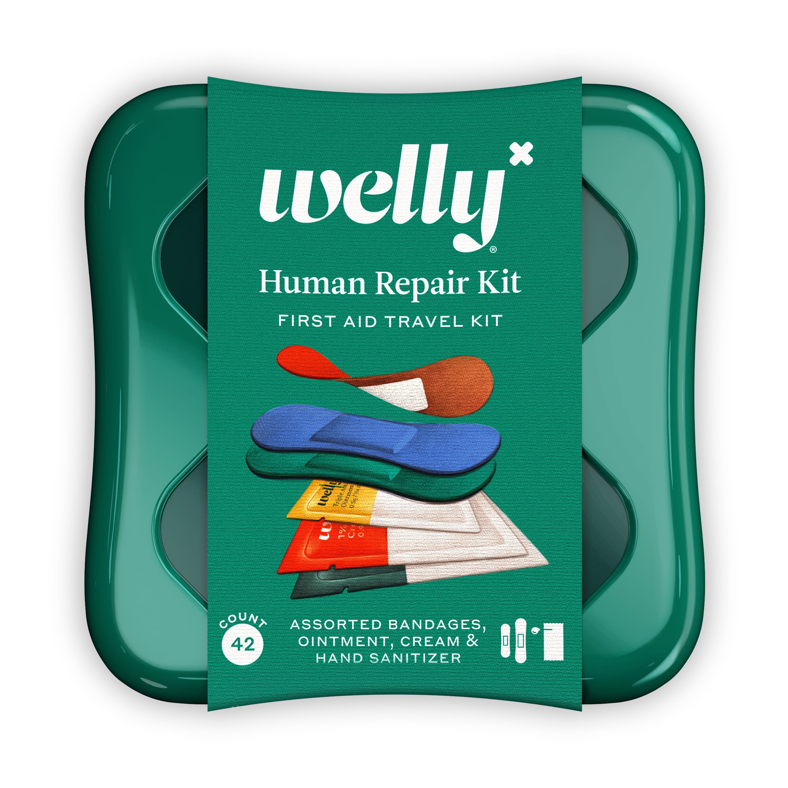 Welly Human Repair Kit, First Aid Travel, Bandages, Ointments, 42 CT