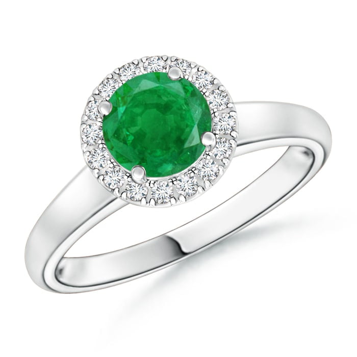 Halo Style Green Emerald & Cz .925 Sterling Silver Ring Sizes 6-9 