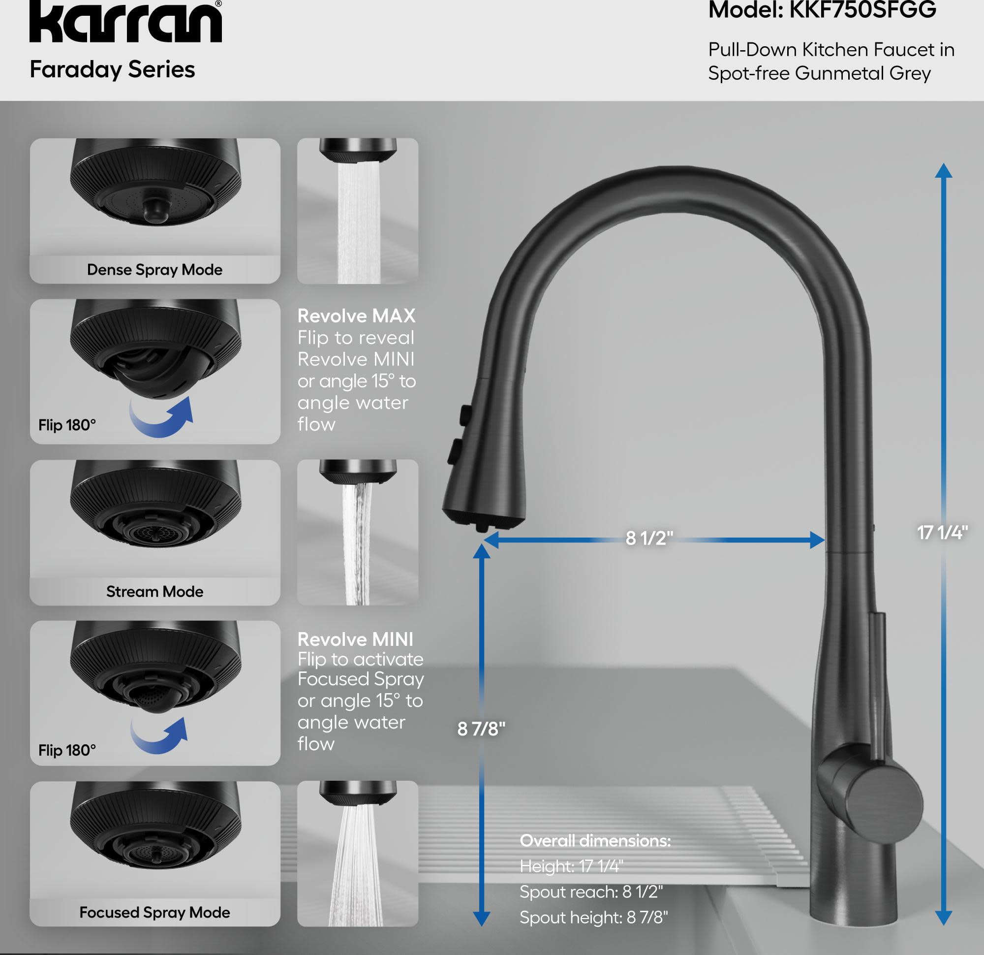 Karran Usa KKF750SFSS Faraday 1.8 GPM Single Hole Pull Down Kitchen Faucet - Stainless