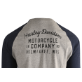 thumbnail image 5 of Harley-Davidson Men's T-Shirt Blue Heather Grey Oil Can Bar &amp; Shield Raglan, 5 of 5