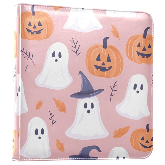 FORMRS 3 Ring Photo Album 4"x6" Self Adhesive Large Capacity PU Leather Cover, Cartoon Halloween Ghosts