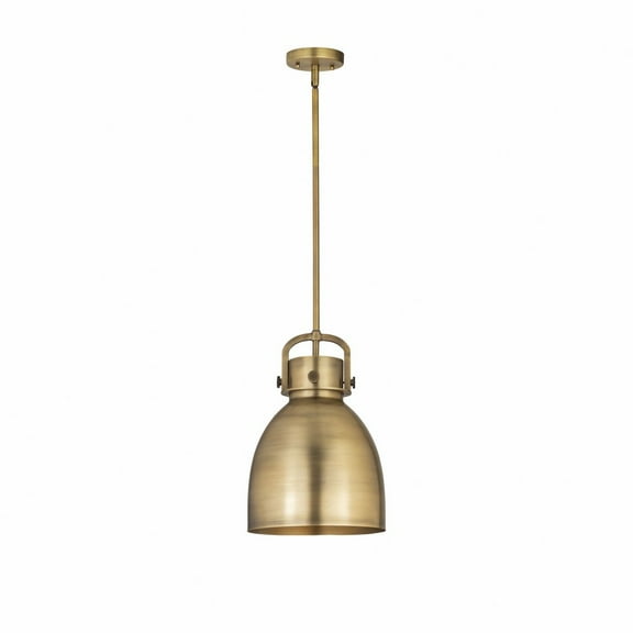 Innovations Lighting Newton Metal Bell - 1 Light 10" Stem Hung Pendant Brushed Brass