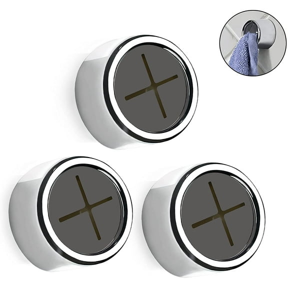 3 Pieces Kitchen Towel Hooks Round Adhesive Dish Towel Hook Premium Chrome Finish & Easy Installation Wall Mount Hand Towel Hook Ideal as Bathroom, Shower or Outdoor Towel Holders