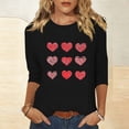 thumbnail image 2 of Tops de Manga de Tres Cuartos de Mujer con Impresión Del Día, Suelto Casual Cuello Redondo Camiseta Suéter para Todas las Estaciones, 2 of 5