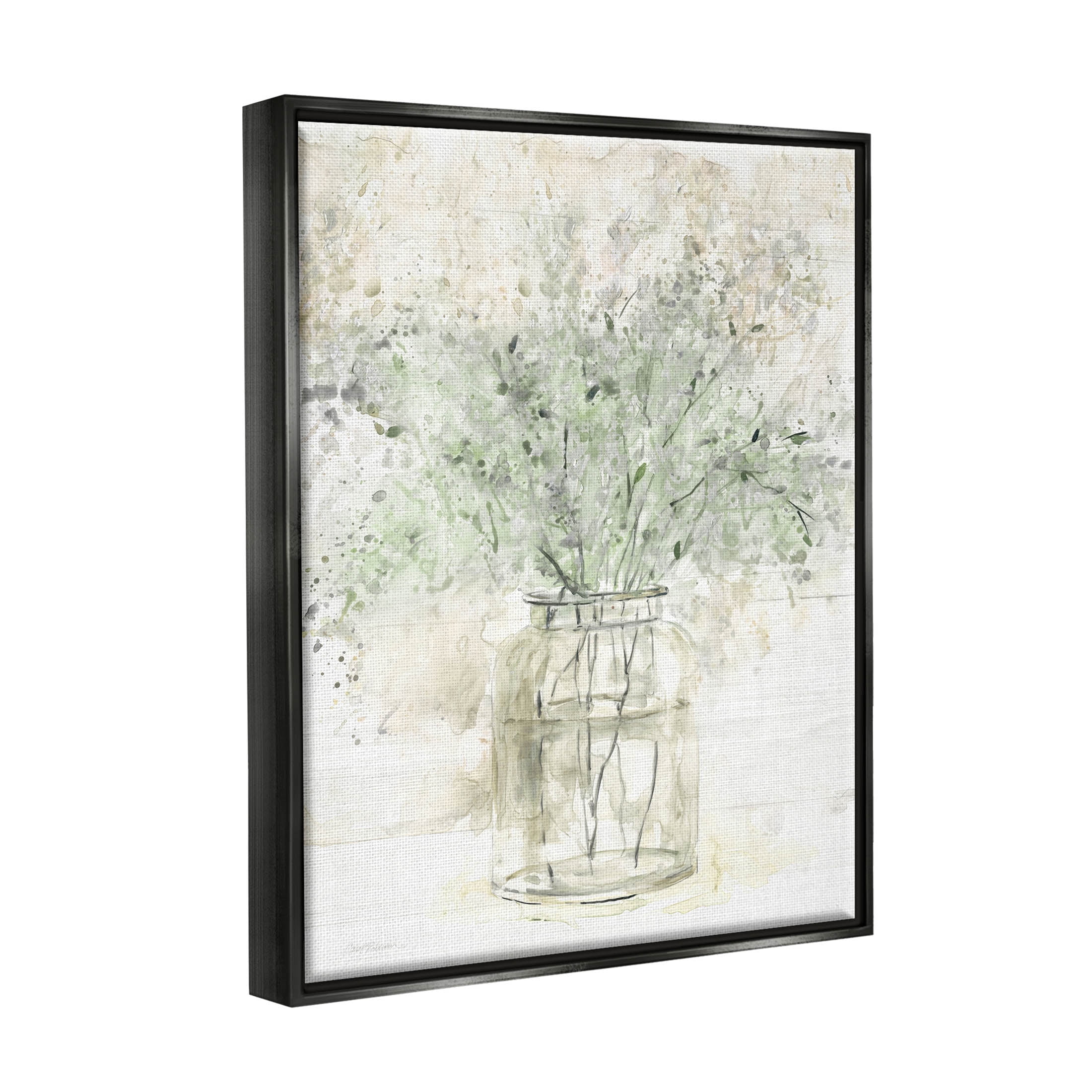 Baby's Breath Botanical Bouquet Botanical & Floral Graphic Art Jet Black Framed Art Print Wall Art