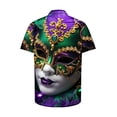 thumbnail image 4 of JURANMO Holiday Deals Tropical Shirts for Men Funny Mask Graphic Printed T-Shirts Casual Lapel Button Up Vacation Beach Top Multicolor XXL, 4 of 6