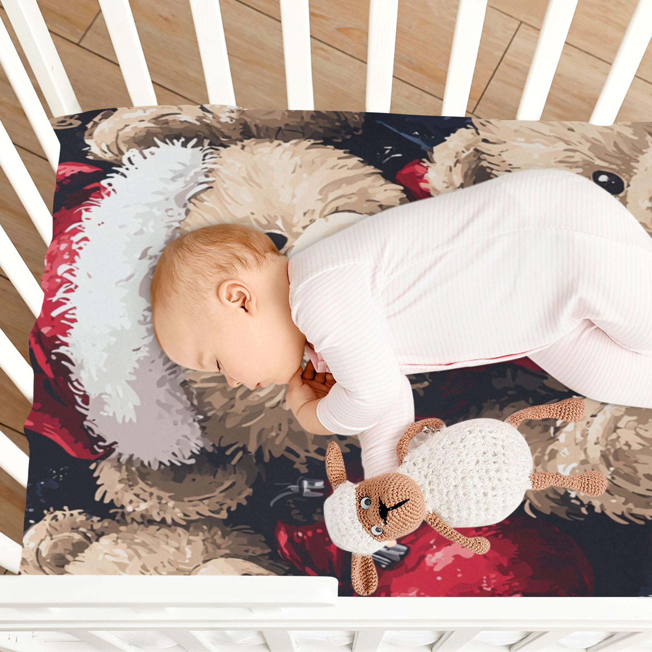 BZSMCE Ultra Soft Fitted Microfiber Crib Sheets for Newborn Baby Boys Girls Bears Christmas Ornaments Design Cute Pattern