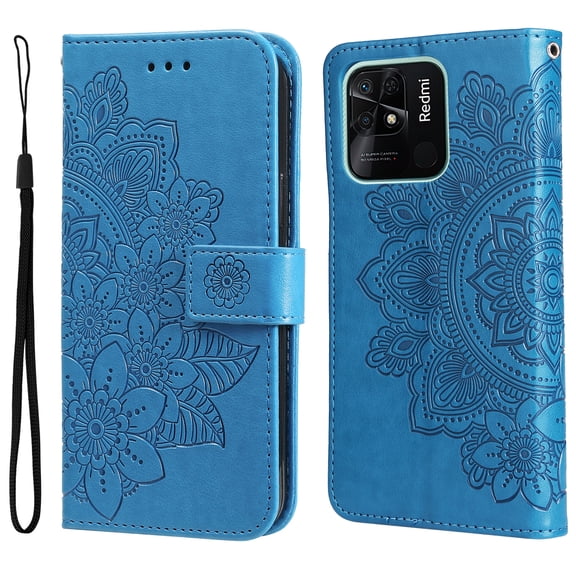 For Xiaomi Redmi 10C 4G / Redmi 10 7-petal Flowers Embossed Flip Leather Phone Case