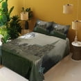 thumbnail image 4 of Ambesonne Gothic Fitted & Top Sheet Set with Shams, Old Village and Grave, Beige Green, 4 of 8