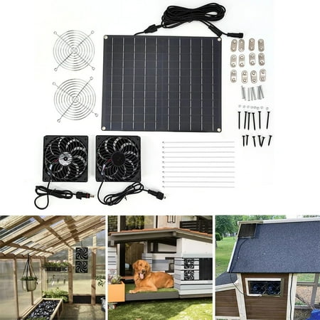 

Jnismy Solar Panel Exhaust Fan - Sunlight Activated 3000RPM Speed Dual-Fan Design High Efficiency Cooling Easy Installation Waterproof