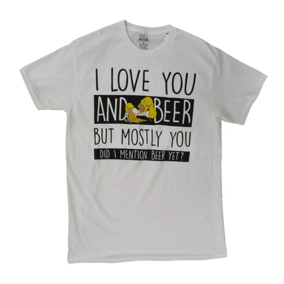 The Simpsons Mens White I Love You & Beer Homer T-Shirt