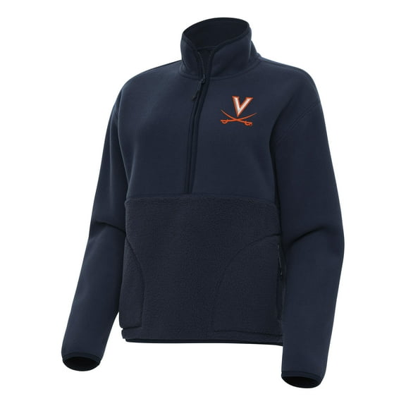 Women's Antigua Navy Virginia Cavaliers Figure Half-Zip Pullover Sweatshirt