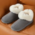 thumbnail image 3 of Ticikt Women Men Ankle Bootie Slipper Plush Warm Indoor Outdoor Shoes Comfy Fleece Lined Memory Foam Slipper with Anti-Slip Sole,Color:Grey,Size:8, 3 of 7