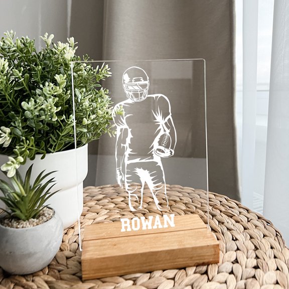 Custom Personalized Name Engraved Table Desk Frame Boys Sports School Team Football Choice Design Room Dcor Gift