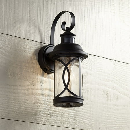 John Timberland Outdoor Wall Light Fixture LED Black Hanging 12.75 Motion Security Sensor Dusk to Dawn for House Deck Patio Porch