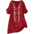 thumbnail image 4 of Babysbule V-Neck Short Sleeve Embroidery Floral Blouses & Tops, Women's Tops, 4 of 7