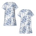 thumbnail image 3 of Bixox Nuisette pour Femme à Motif de Roses, Vêtement de Nuit Doux et Respirant, Robe de Pyjama à Col Rond Longueur Genou, Tenue d'Intérieur pour la Maison et le Sommeil, 3 of 7