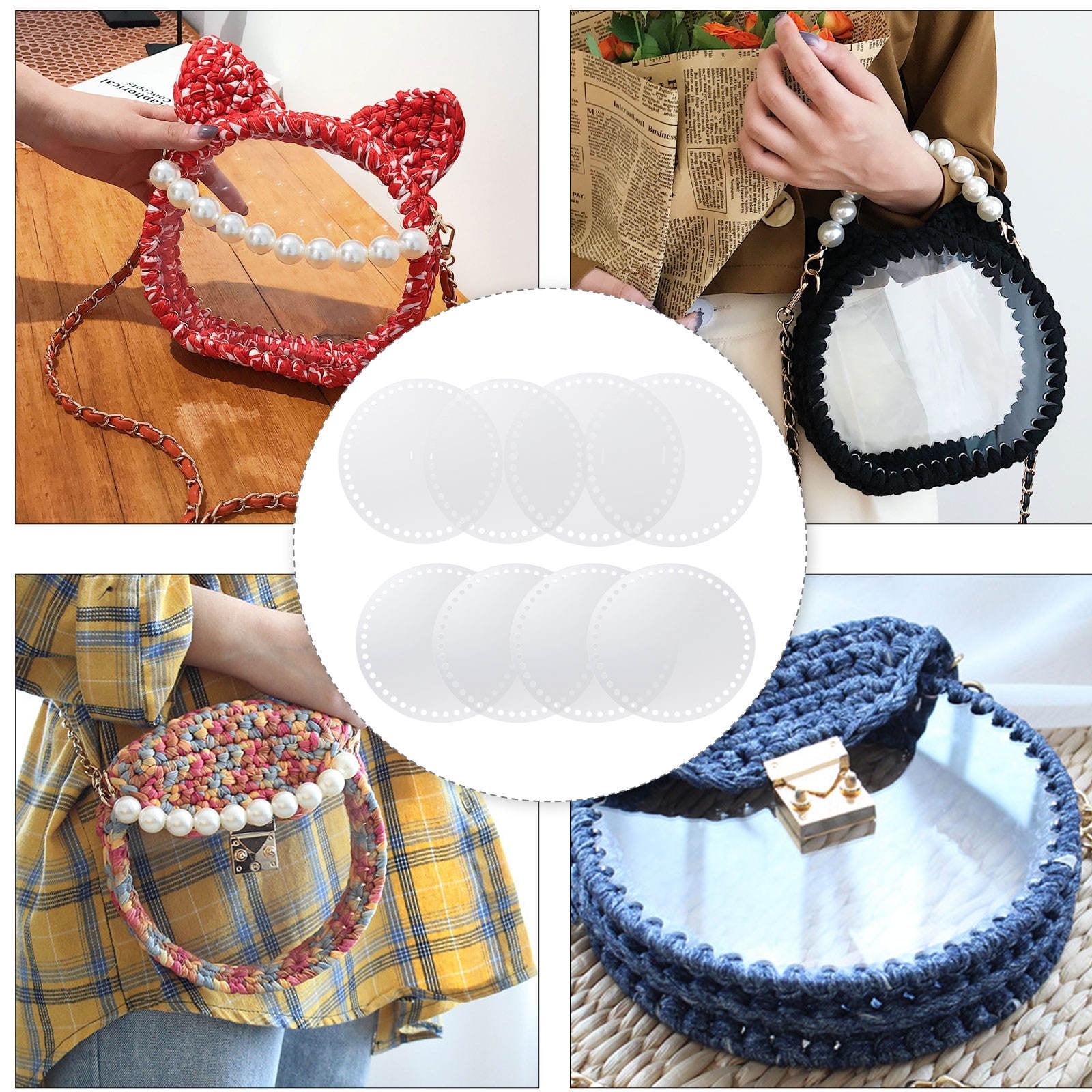 Worgeous 8pcs Round Shape Acrylic Handbag Weaving Boards Bag Hardwares Accessories