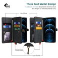 thumbnail image 3 of Magnetic Wallet Case for iPhone 13 Flip Case, Luxury PU Leather Cover ID Cash Credit Card Slots Holder Carrying Pouch Folio Flip Case for Apple iPhone iPhone 13,Black, 3 of 7