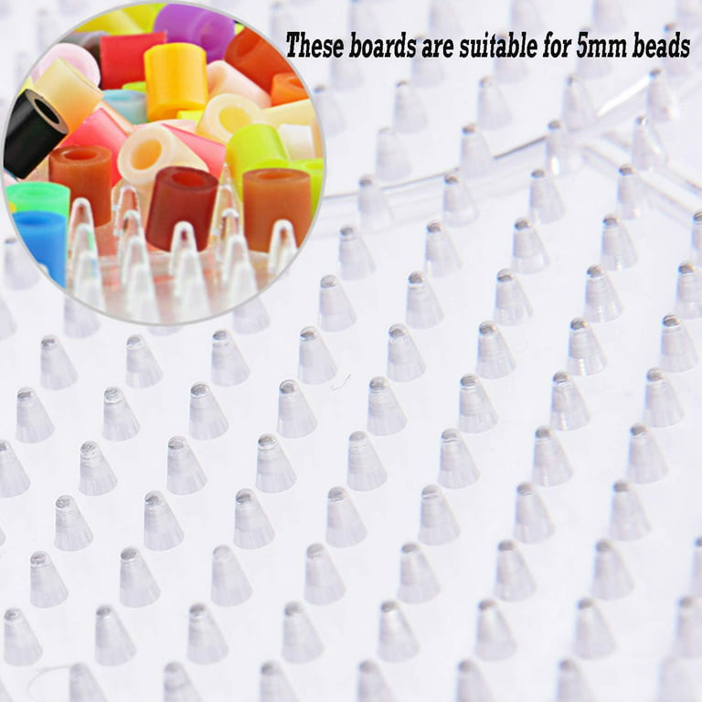 PH PandaHall 10 Pcs 5mm Hexagon Fuse Beads Boards Clear Plastic