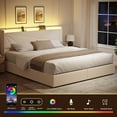 thumbnail image 5 of GUNAITO King Size Bed Frame with 4 Storage Drawers, Upholstered LED Bed with USB Ports, Modern Bed with Headboard Noise Free Platform Bed with Metal Frame, Beige, 5 of 9