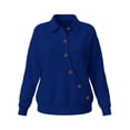 thumbnail image 6 of Hurxie Women's Solid Color Sports Casual Loose Button Lapel Hoodless Sweatshirt Top Blue,L, 6 of 7