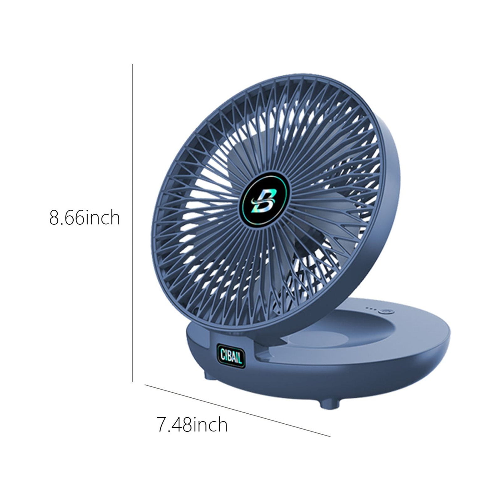 Ventilateur De Bureau Portable USB/Piles - 3 Vitesses, Compact - Pour Maison, Bureau, Voyage, Camping - Bleu - 12