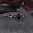 thumbnail image 3 of Black Pear Cut Onyx Engagement Ring with Red Garnet Accents in 14K Black Gold Vermeil – Vintage Gothic Leaf Bridal Ring for Women, 3 of 3