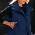 thumbnail image 5 of Fall Vests for Women Oversized New Women Puffer Vests Sleeveless Zip up Stand Collar Quilted Lightweight Jacket Winter Warm Padded down Outerwear Dark Blue M, 5 of 9