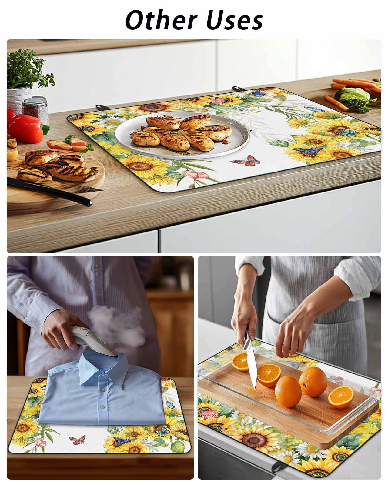 Stove Top Covers for Electric Stove, Sunflower Glass Stovetop Cover Protector, Summer Botanical Butterfly Watercolor Induction Cooktop Protector Oven Mat for Kitchen Countertop 24"x21"