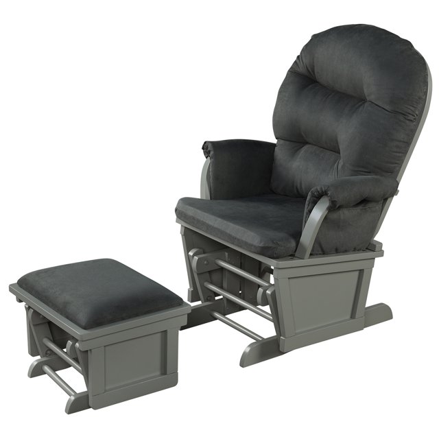 Patiojoy Nursing Rocker Glider Chair with Ottoman for Nursery, Light Dark Grey, Adult Rocking Chair for Living Room Bedroom