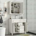 thumbnail image 2 of 36'' Bathroom Vanity with Top Sink, White Mirror Cabinet, Modern Bathroom Storage Cabinet with 2 Soft Closing Doors and 2 Drawers, Single Sink Bathroom Vanity, 2 of 9