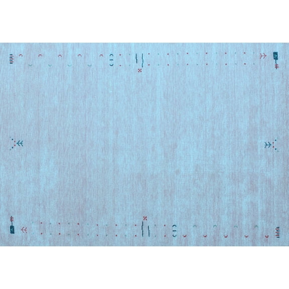 Ahgly Company Indoor Rectangle Abstract Light Blue Contemporary Area Rugs, 2' x 3'