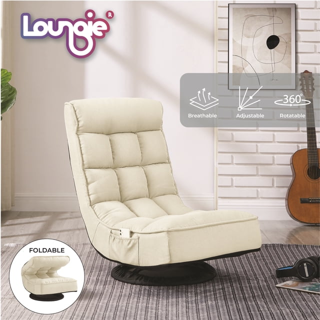 Amairany Fauteuil Inclinable/chaise de Sol en Lin - 3 Positions Réglables, Pivotant à 360°