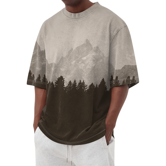 Summer Men's Popular T-shirt Printed Round Neck Short Sleeve T-shirt 2XL