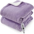 thumbnail image 2 of EastVita 84-in x 90-in Waffle Heated Blanket Electric Throw Purple, 2 of 9