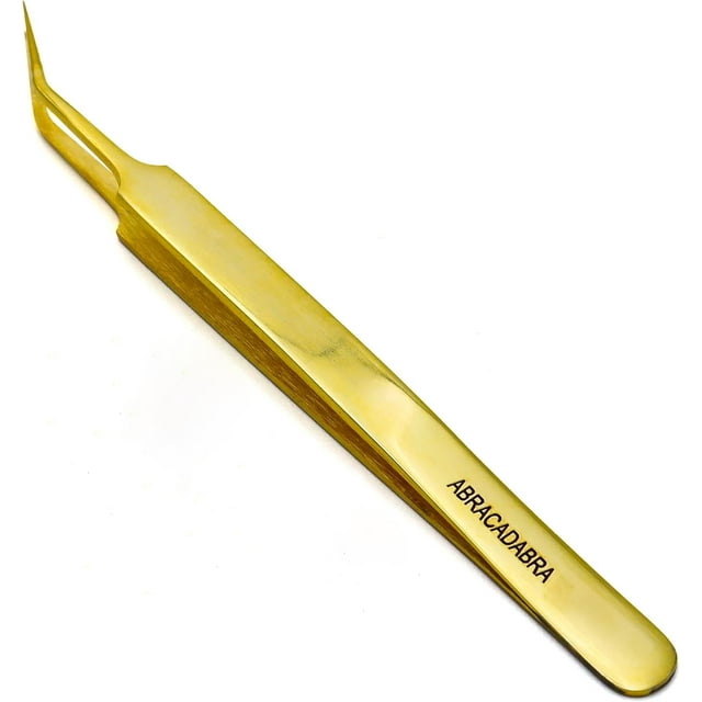 LLBA Pince à Cils Professionnelle pour Volume, Outil d'Application de Faux Cils / Multi-Formes et Objectifs, Pinces Antidérapantes pour Volume, Isolation et Cils Classiques (Or, Abracadabra Isolation)