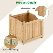 Costway 15 Wooden Planter Box Elevated Outdoor Folding Planter with Removable Bottom