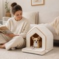 thumbnail image 3 of PAWZ Road Dog Cave Bed, Soft Pet Cave with Removable Cushion, Cozy Pet House for Small Dogs & Cats, White, 3 of 11