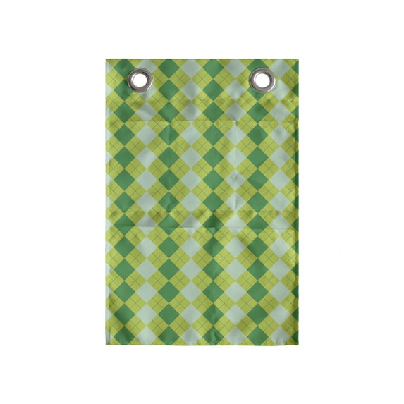 Abstract Green Hanging Pocket Organizer, Monochrome Geometric Pattern with Diagonal Square Check, Printed Polyester Storage Bag with Pockets, 14" x 20", Green Almond Green