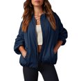 thumbnail image 3 of Women Oversized Casual Fully Lined Zip Up Jacket Coats with Pockets, 3 of 6