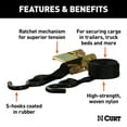 thumbnail image 2 of CURT 83010 1-Inch x 16-Foot Black Nylon Ratchet Straps, 1,500 lbs. Break Strength, 4-Pack, 2 of 6