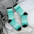 thumbnail image 5 of Daiia Teal Turquoise Print Crew Socks – Soft Breathable Long Socks for Men & Women, Moisture-Wicking & Comfortable Daily Wear Socks, One-Size Fits Most (US 5-11), 5 of 6